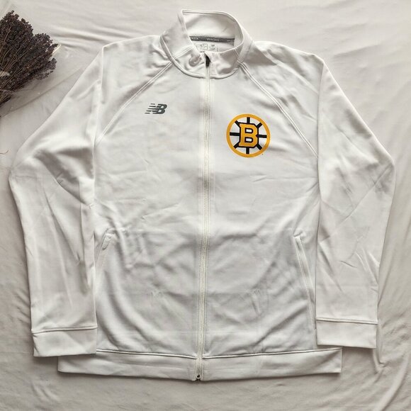 Boston Bruins 100 Centennial White Full Zip Jacket Sweatshirt - Rare - Picture 1 of 12